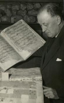 Rev J.S. Purvis working on the York Diocesan archive c.1950